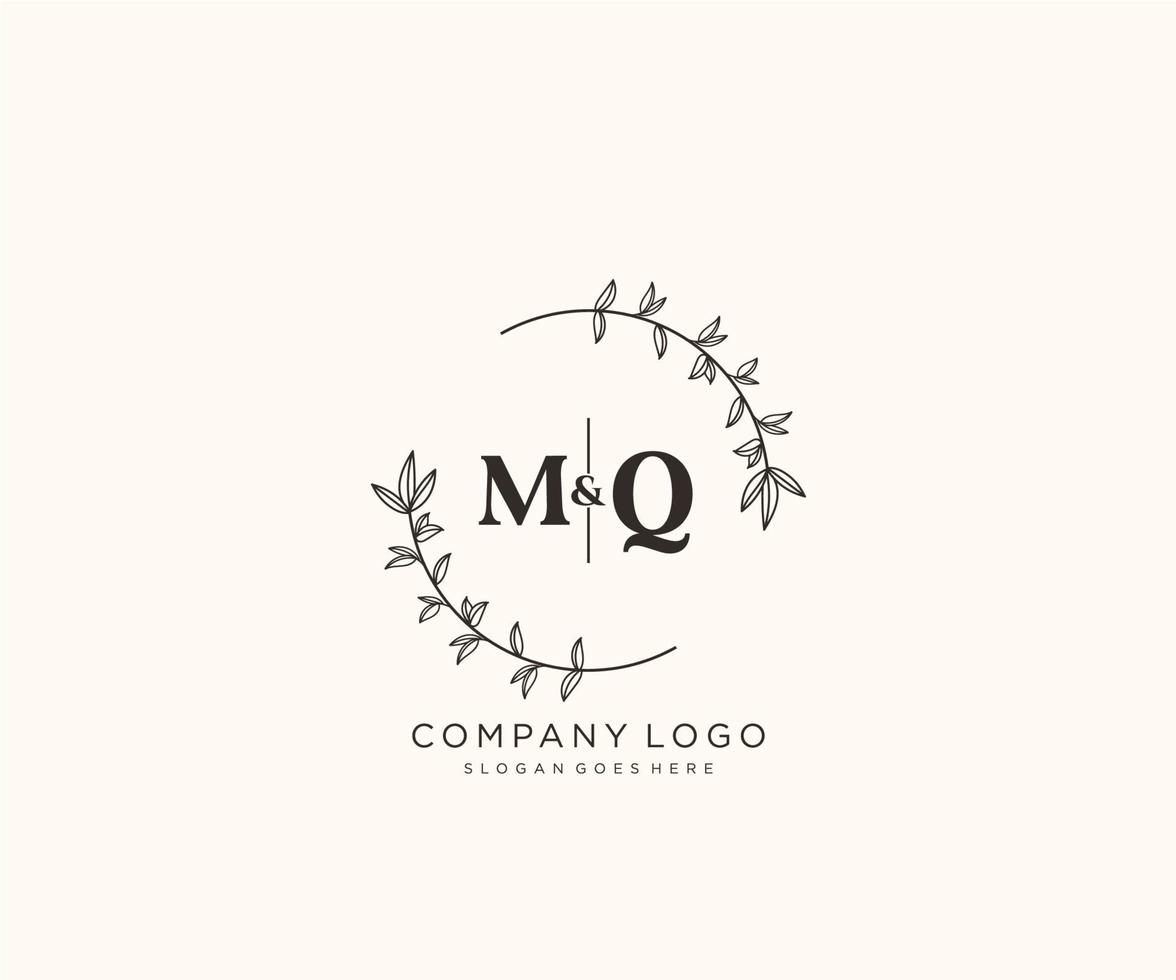 Initiale mq Briefe schön Blumen- feminin editierbar vorgefertigt Monoline Logo geeignet zum Spa Salon Haut Haar Schönheit Boutique und kosmetisch Unternehmen. vektor