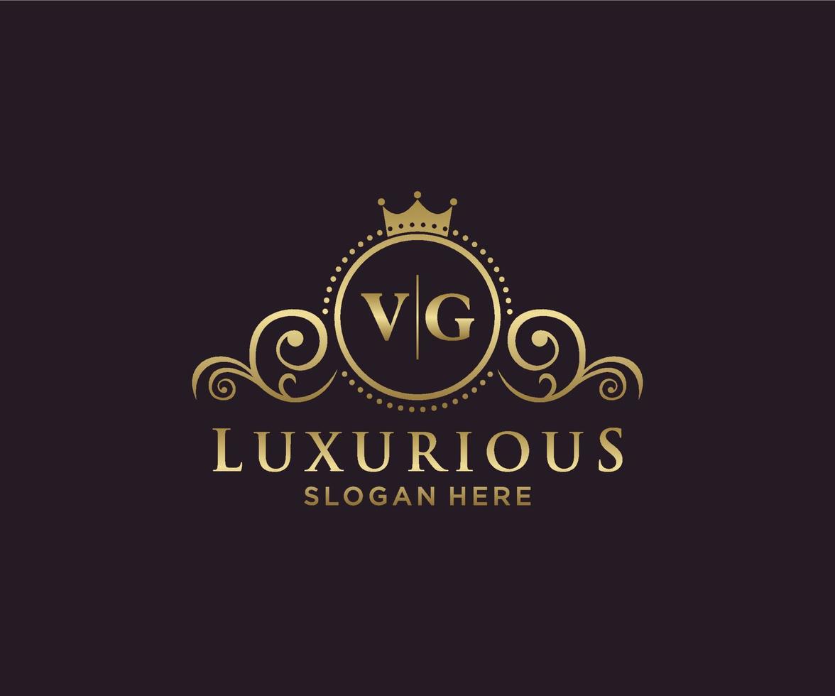 anfängliche VG-Buchstabe königliche Luxus-Logo-Vorlage in Vektorgrafiken für Restaurant, Lizenzgebühren, Boutique, Café, Hotel, heraldisch, Schmuck, Mode und andere Vektorillustrationen. vektor