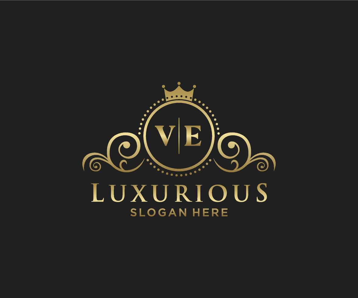 Anfangsbuchstabe ve Royal Luxury Logo Vorlage in Vektorgrafiken für Restaurant, Lizenzgebühren, Boutique, Café, Hotel, heraldisch, Schmuck, Mode und andere Vektorillustrationen. vektor