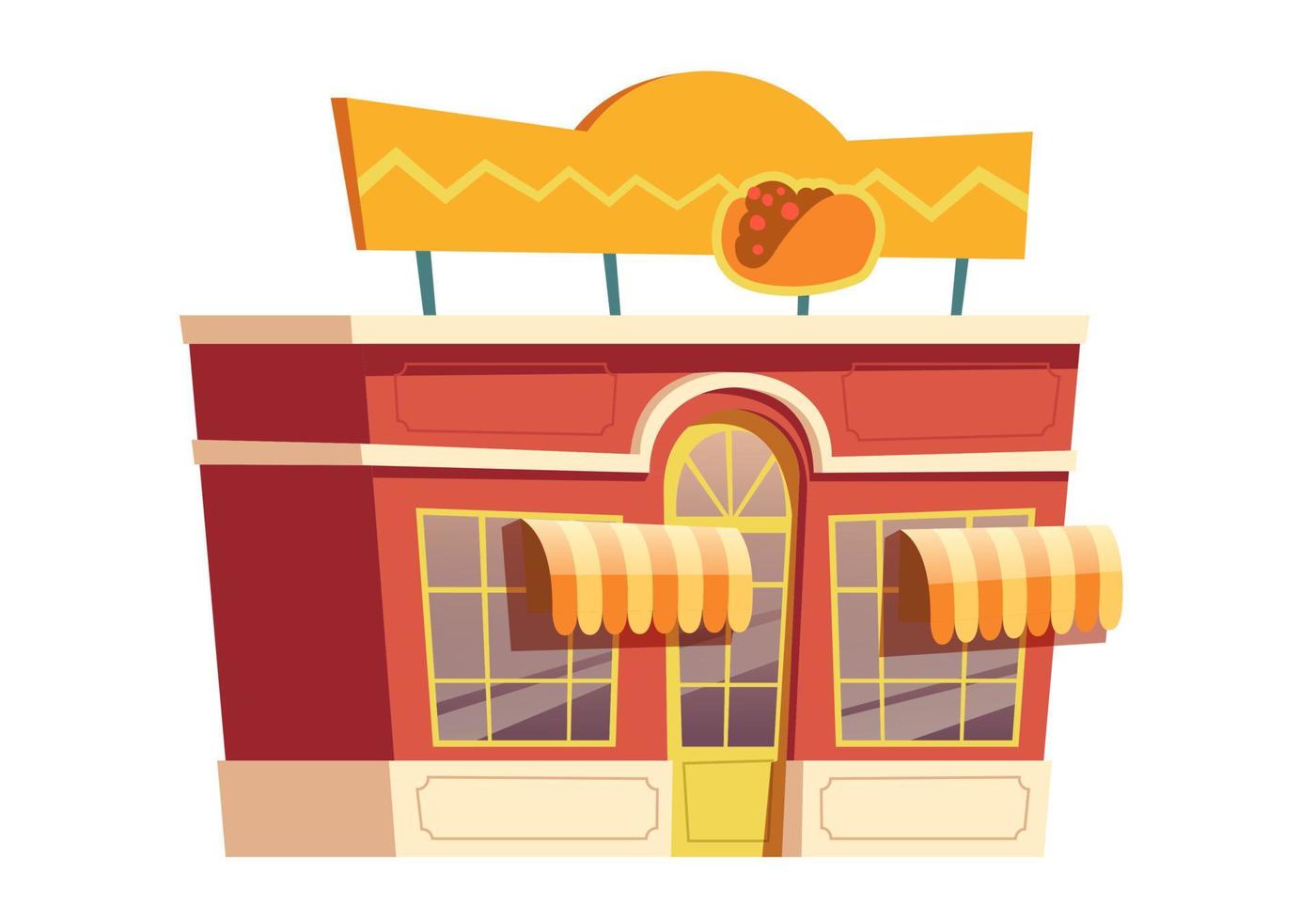 schnell Essen Mexikaner Restaurant Gebäude Karikatur vektor