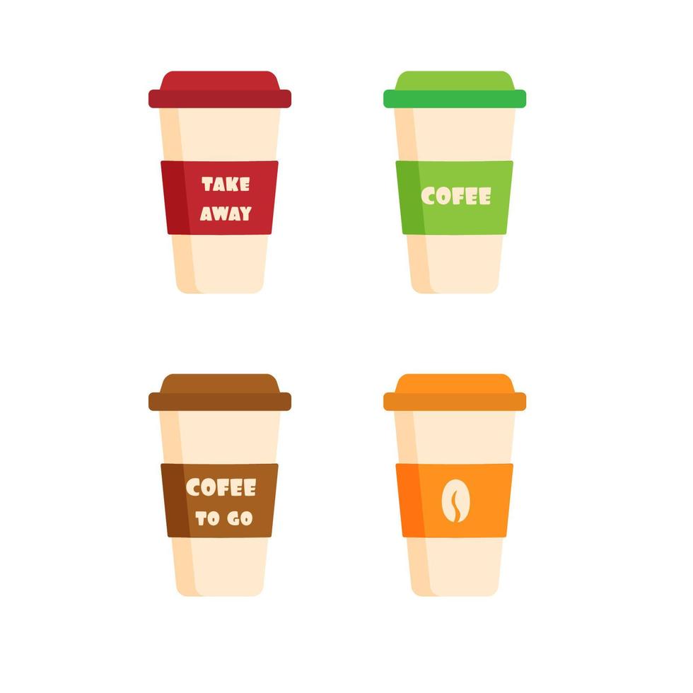 einstellen köstlich Kaffee Papier Tasse Symbol. trinken Vektor Illustration Design