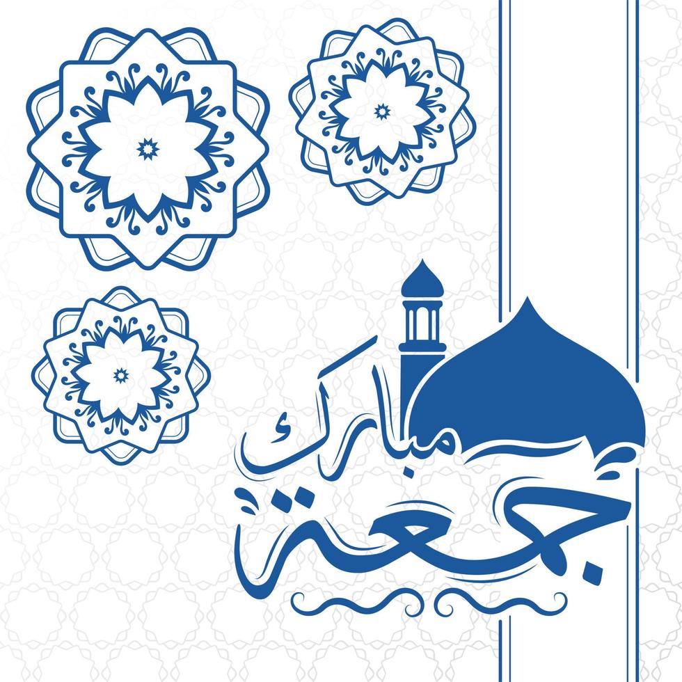 jumma mubarak urdu kalligrafi posta med mandala blomma design vektor