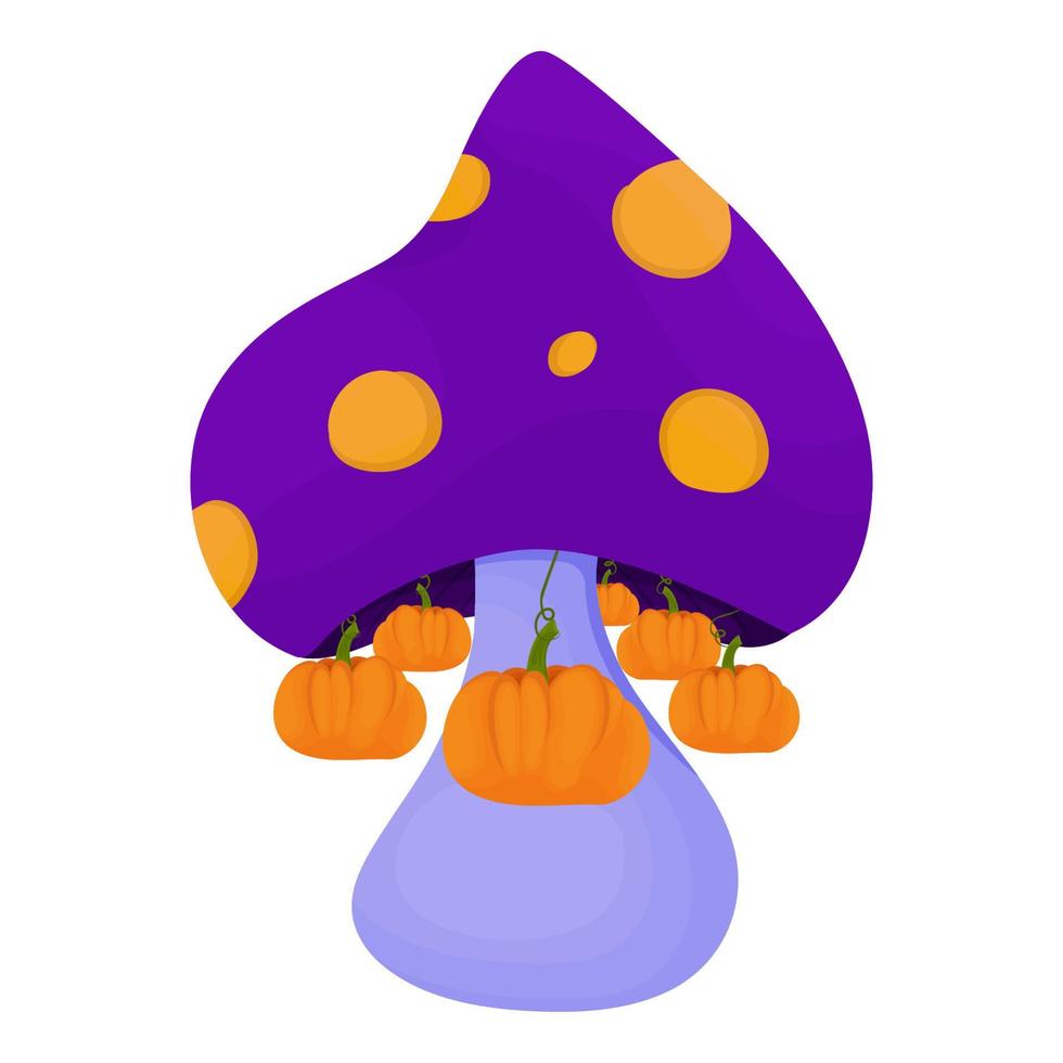 Kürbisse wie Spielzeuge hängen auf ein Magie Pilz, hell Kürbisse, Magie Pilz, Halloween Clip Art vektor