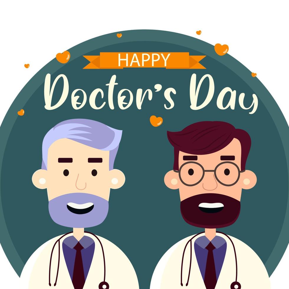 illustration med en tecknad serie läkare. baner för nationell läkares dag firande. medicin. platt design för social media, affisch, baner, vektor