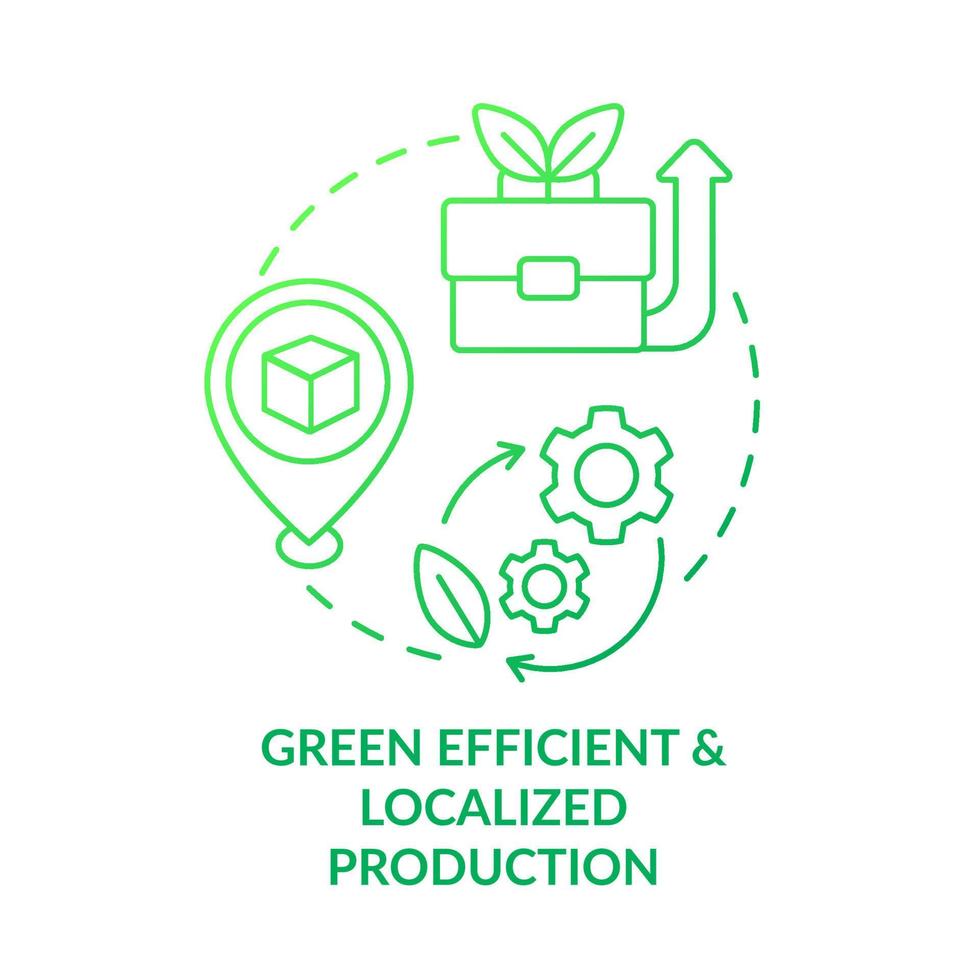 ökoeffizient und lokalisiert Produktion Grün Gradient Konzept Symbol. nachhaltig Entwicklung. ökologisch Marke abstrakt Idee dünn Linie Illustration. isoliert Gliederung Zeichnung vektor