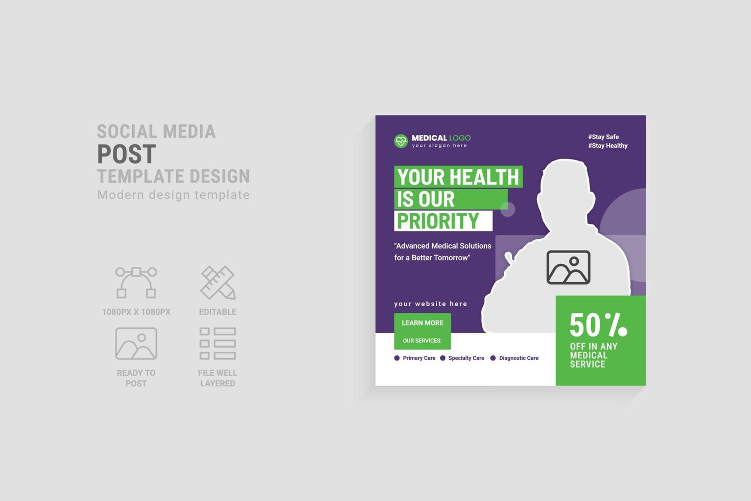 medizinisch Geschäft Sozial Medien Post Vorlage Design vektor