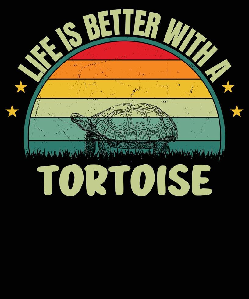 Leben ist besser mit ein Schildkröte Jahrgang T-Shirt Design vektor
