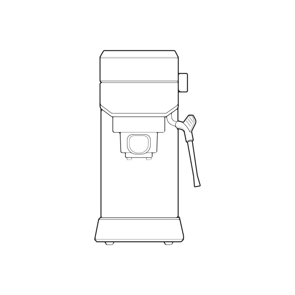 kaffe tillverkare översikt teckning vektor, kaffe tillverkare dragen i en skiss stil, svart linje kaffe tillverkare öva mall översikt, vektor illustration.