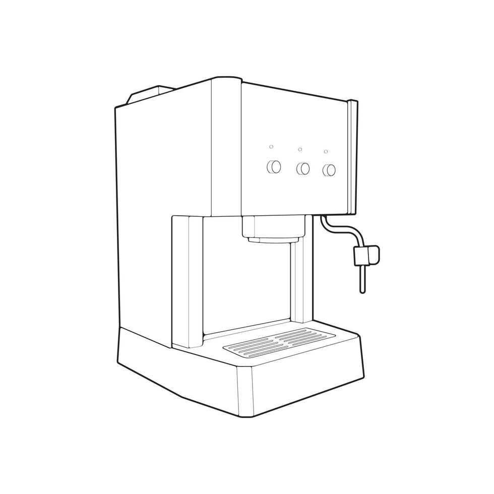 Kaffee Hersteller Gliederung Zeichnung Vektor, Kaffee Hersteller gezeichnet im ein skizzieren Stil, schwarz Linie Kaffee Hersteller trainieren Vorlage Umriss, Vektor Illustration.