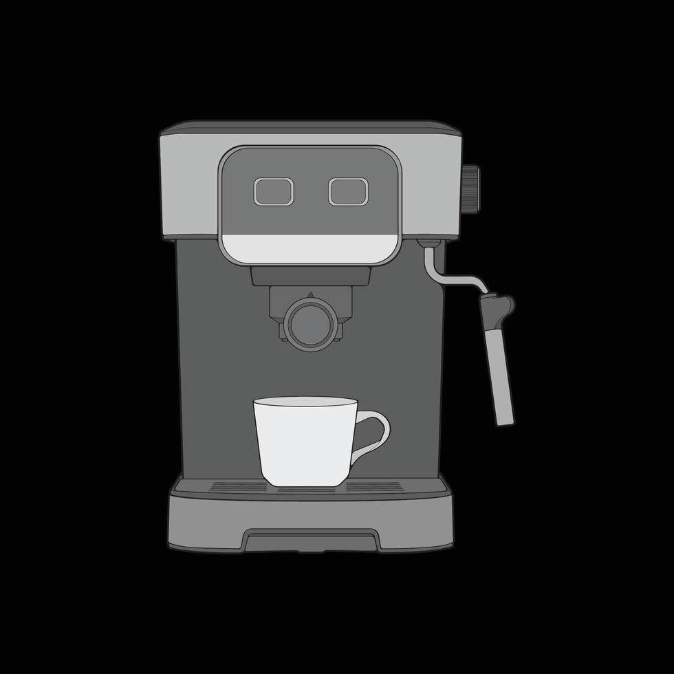 Kaffee Hersteller Hand Zeichnung Vektor, Kaffee Hersteller gezeichnet im ein skizzieren Stil, Kaffee Hersteller trainieren Vorlage Umriss, Vektor Illustration.