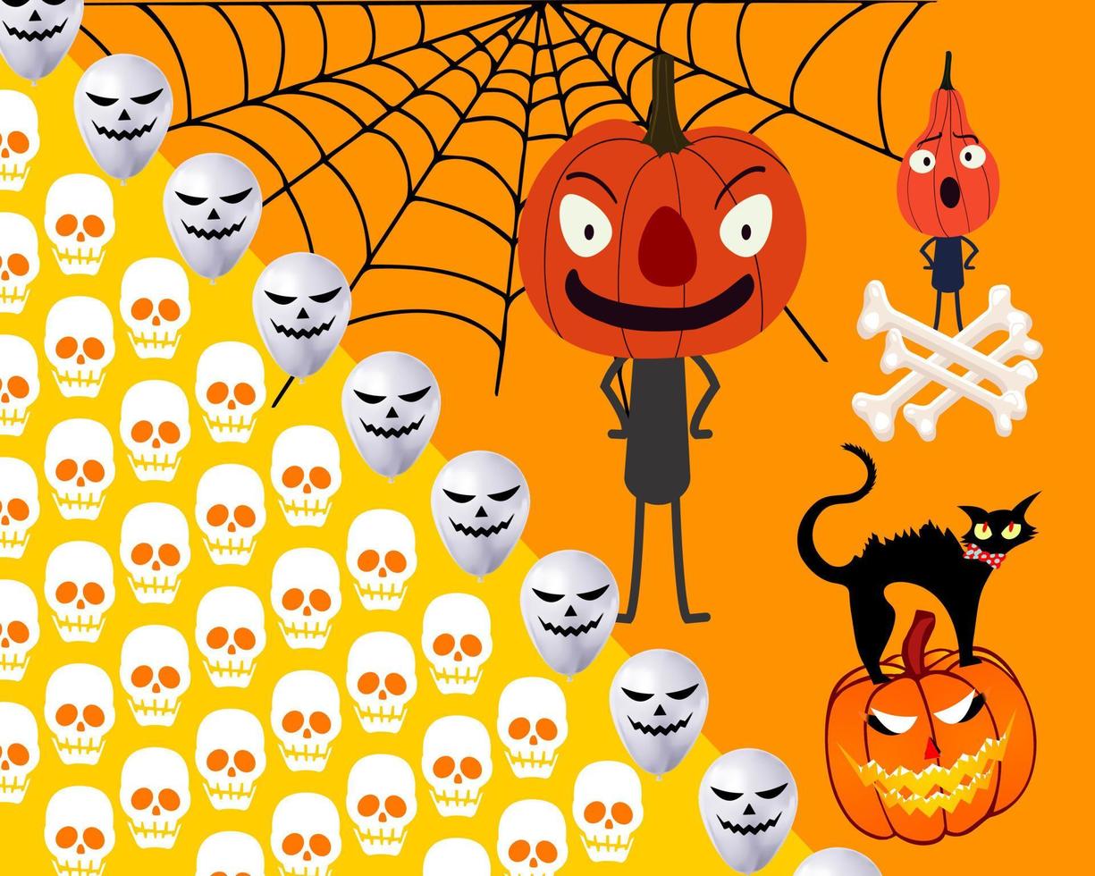 Halloween Muster komisch Hintergrund zum Textil, Halloween Party Hintergrund mit und Grusel Design. nahtlos Muster von Halloween mit süß Kürbisse und Spinne Web-Halloween Vektor Design.