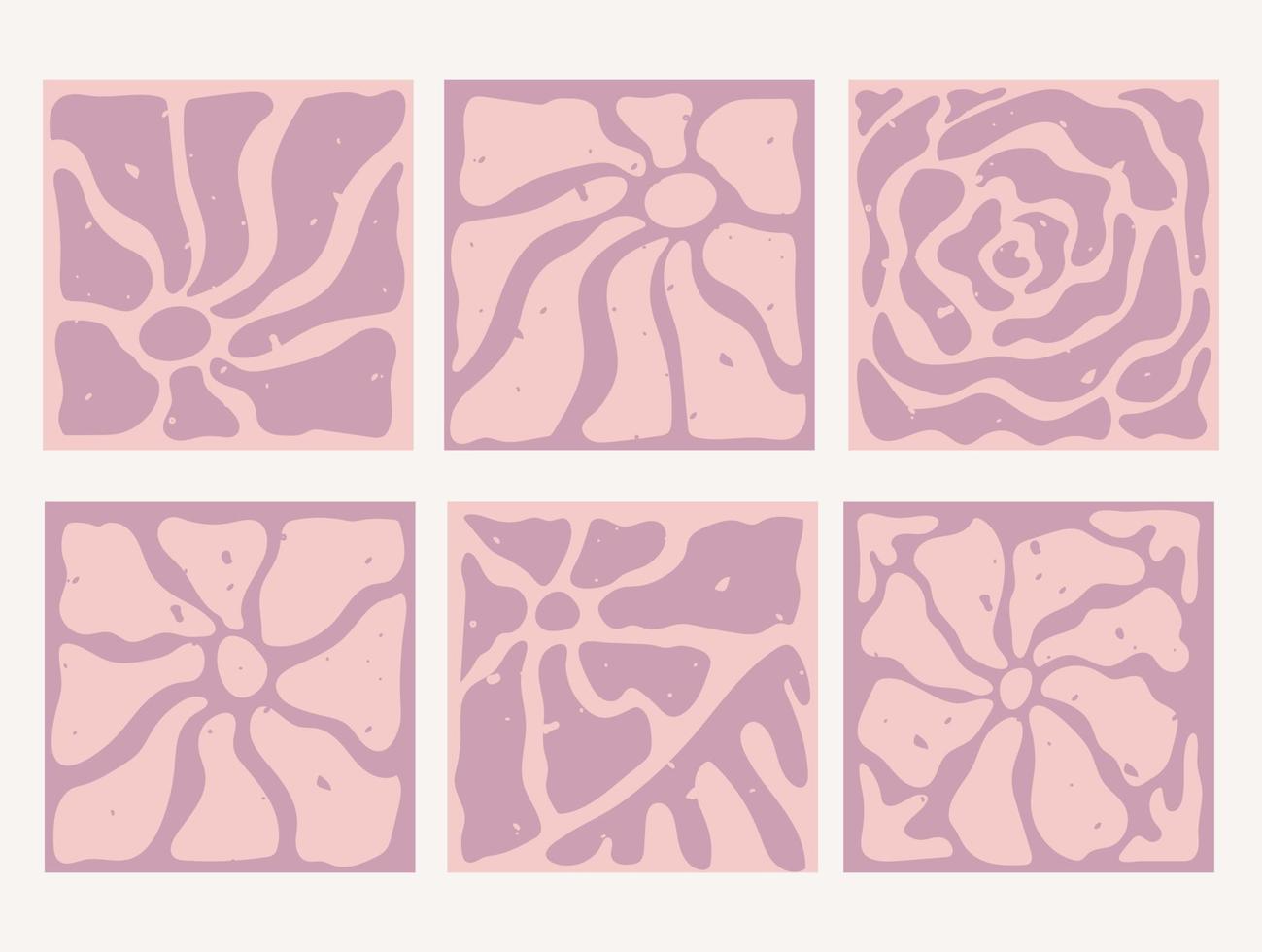 groovig retro abstrakt texturiert Blumen im dänisch Pastell- Farben. modern naiv groovig funky Innere Dekorationen. vektor
