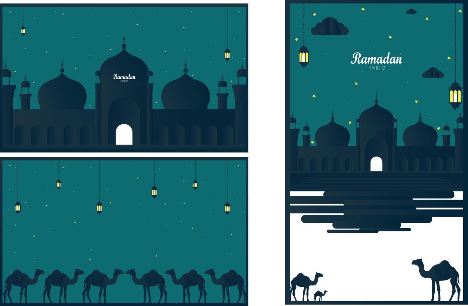 abstrakt Ramadan kareem dekorativ Banner einstellen Vektor - - Vektor