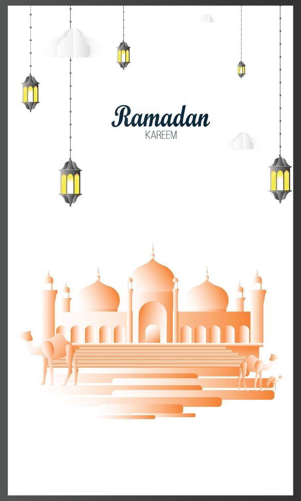 Ramadan kareem Gruß Hintergrund islamisch Vektor Design. Arabisch Kalligraphie welche meint „Ramadan kareem '' - - Vektor