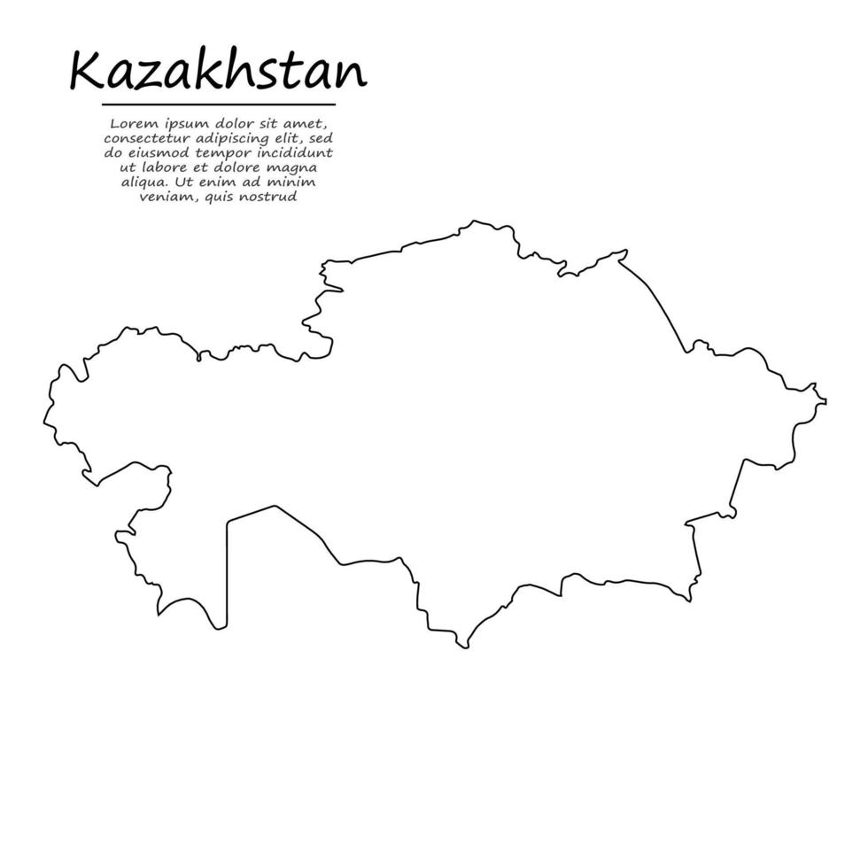 enkel översikt Karta av Kazakstan, i skiss linje stil vektor