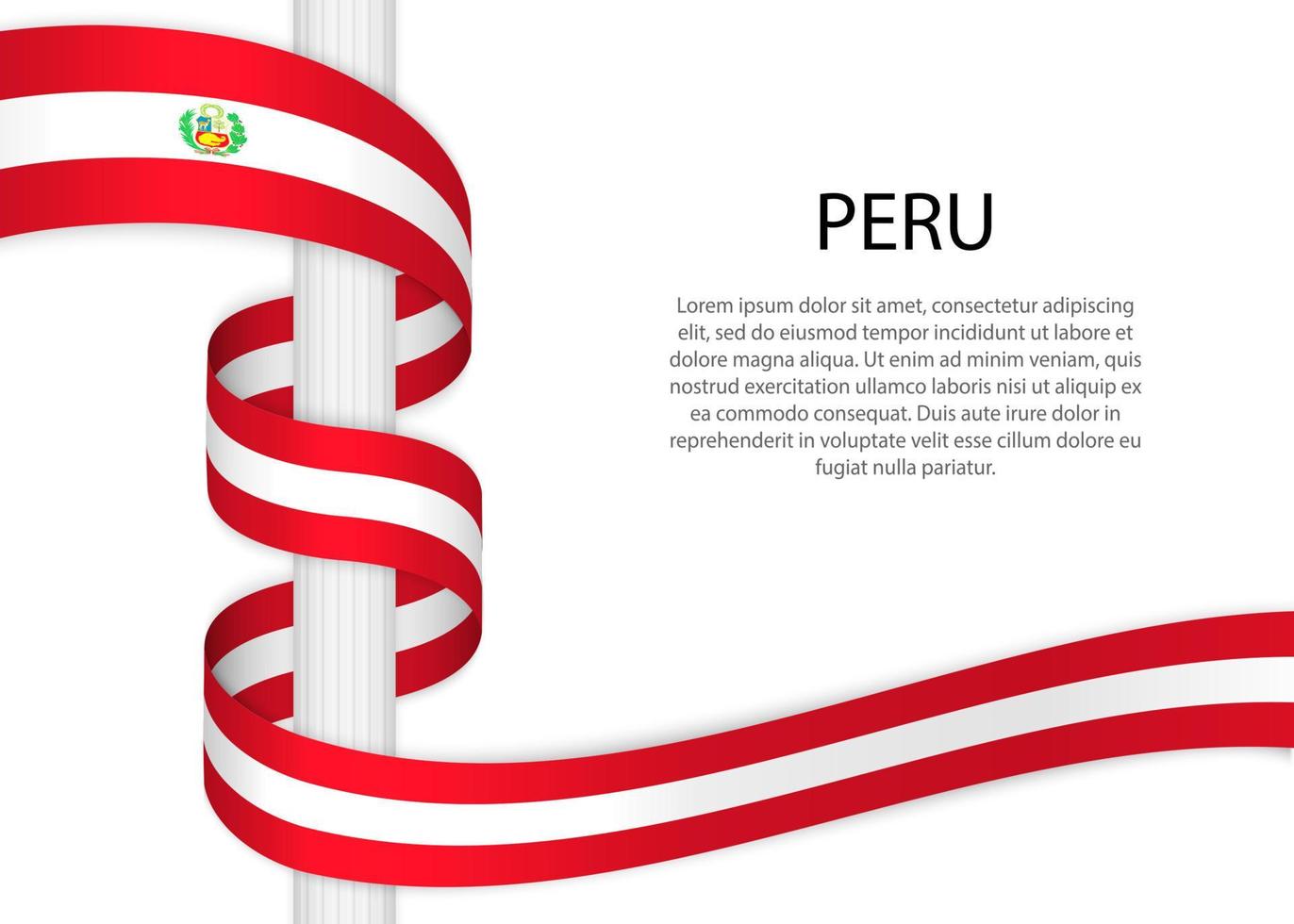winken Band auf Pole mit Flagge von Peru. Vorlage zum unabhängig vektor
