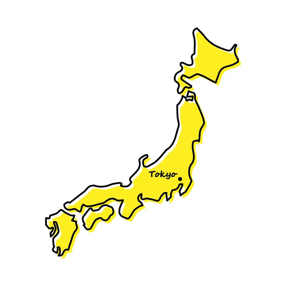 einfach Gliederung Karte von Japan mit Hauptstadt Ort vektor