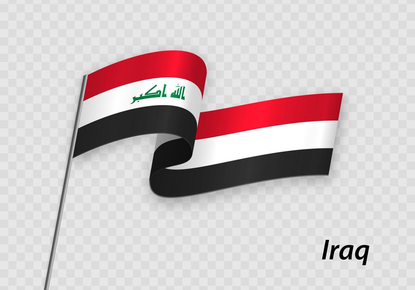 viftande Iraks flagga på flaggstången. mall för självständighetsdagen vektor