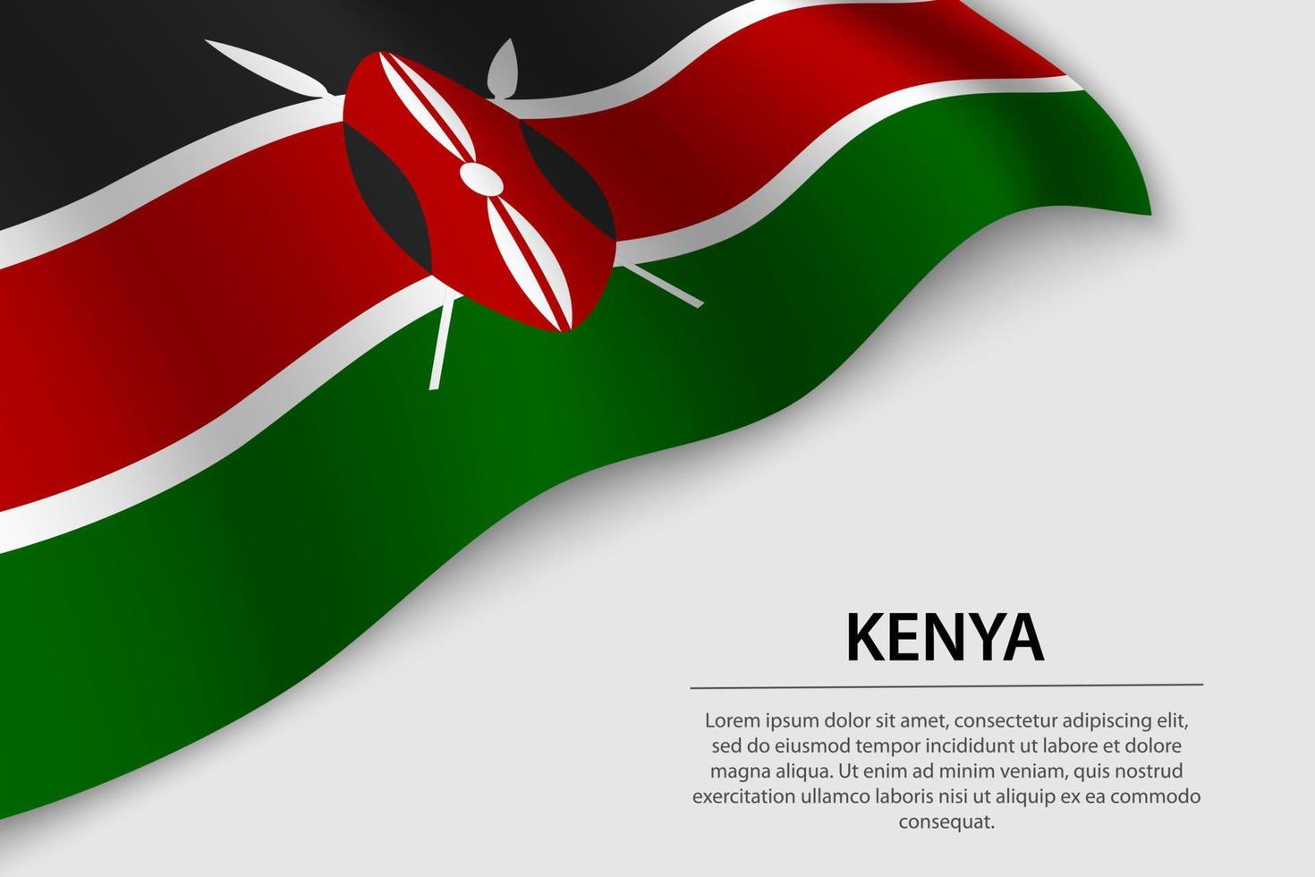 Vinka flagga av kenya på vit bakgrund. baner eller band vektor