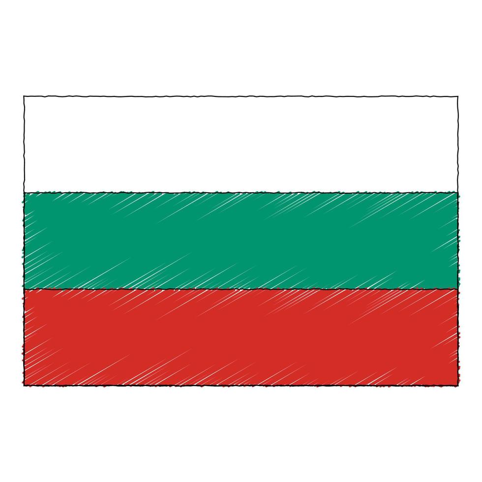 Hand gezeichnet skizzieren Flagge von Bulgarien. Gekritzel Stil Symbol vektor