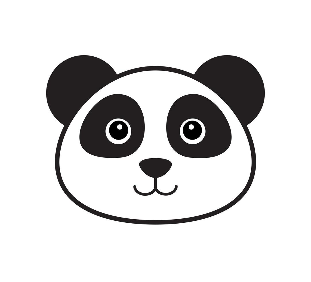 vektor platt tecknad serie hand dragen klotter panda ansikte