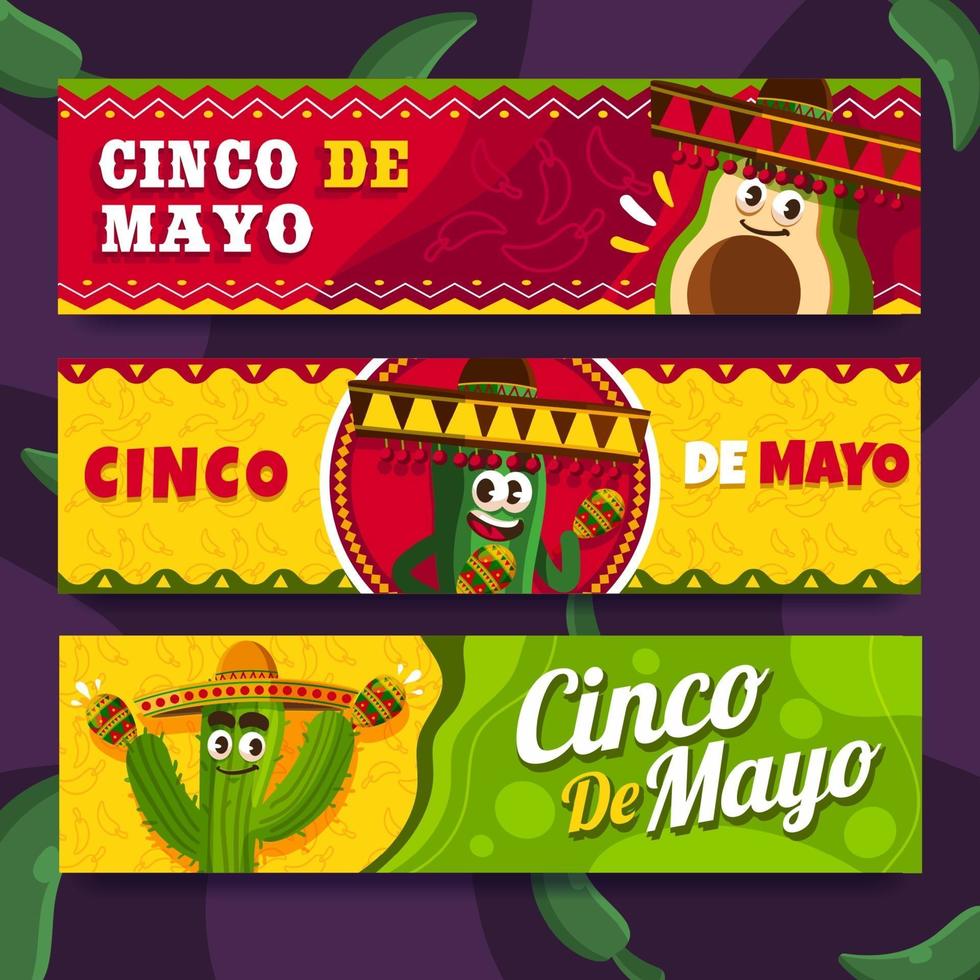 lustiger kaktus für cinco de mayo banner vektor