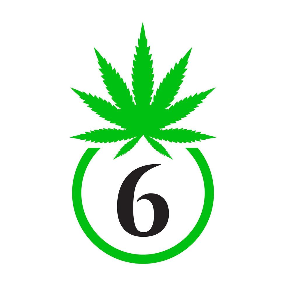 Cannabis Logo Zeichen Konzept 6 Alphabet Symbol zum Therapie, medizinisch und Gesundheit Pflege und Marihuana Logo. vektor