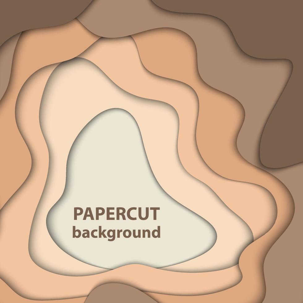 vektor bakgrund med brun och beige Färg papper skära former. 3d abstrakt papper konst stil, design layout för företag presentationer, flygblad, affischer, grafik, dekoration, kort, broschyr omslag.