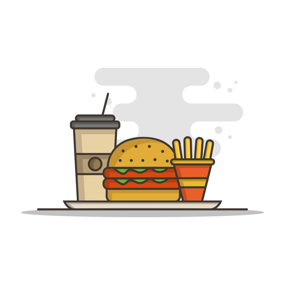 Sandwich und Getränke auf weißem Hintergrund vektor