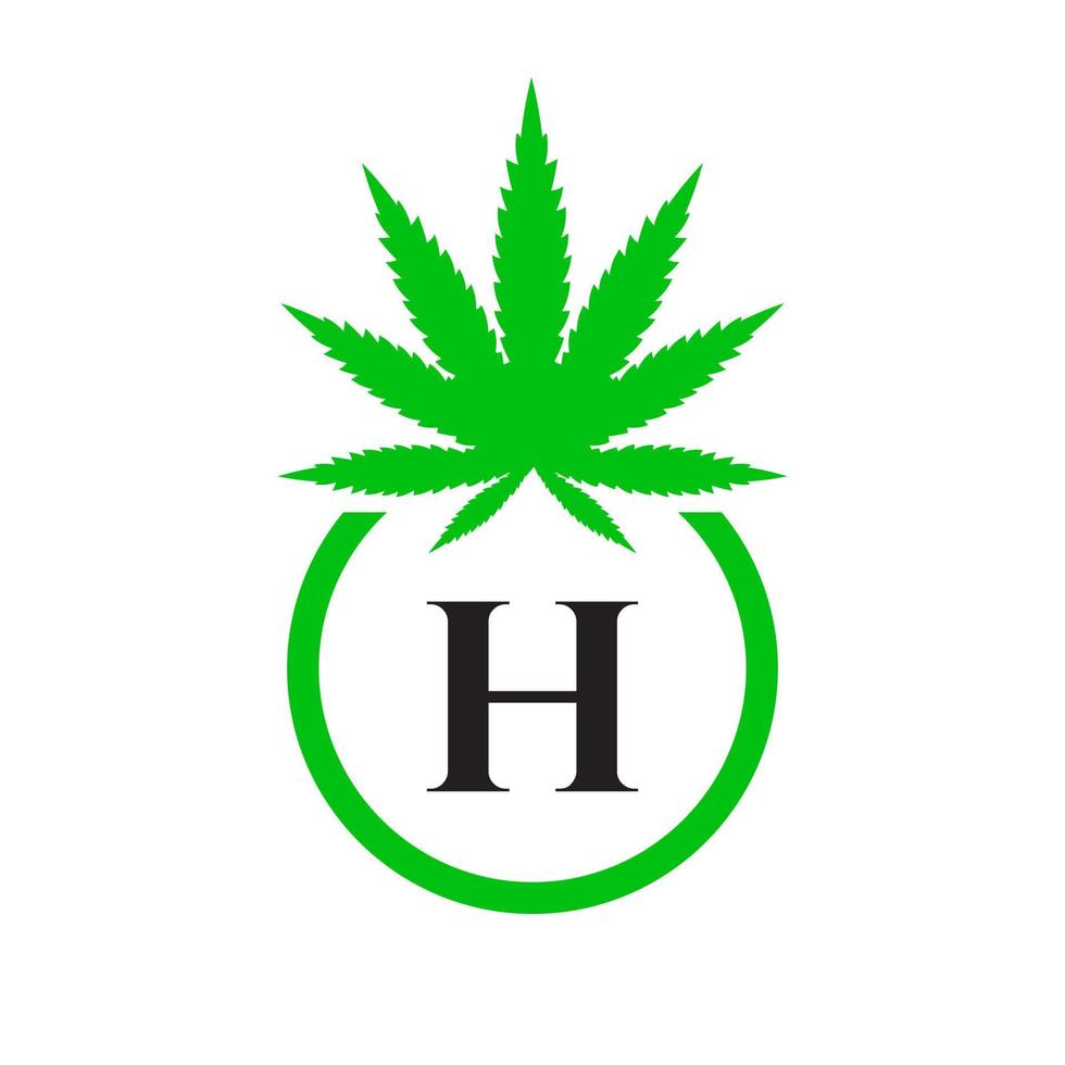 Cannabis Logo Zeichen Konzept h Alphabet Symbol zum Therapie, medizinisch und Gesundheit Pflege und Marihuana Logo. vektor