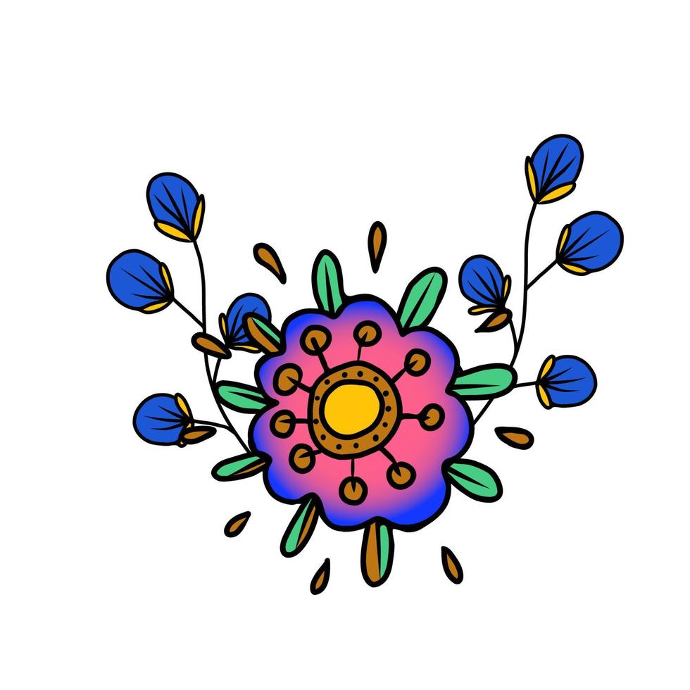 stiliserade blommor. vektor hand dragen klotter illustration i mexikansk stil.