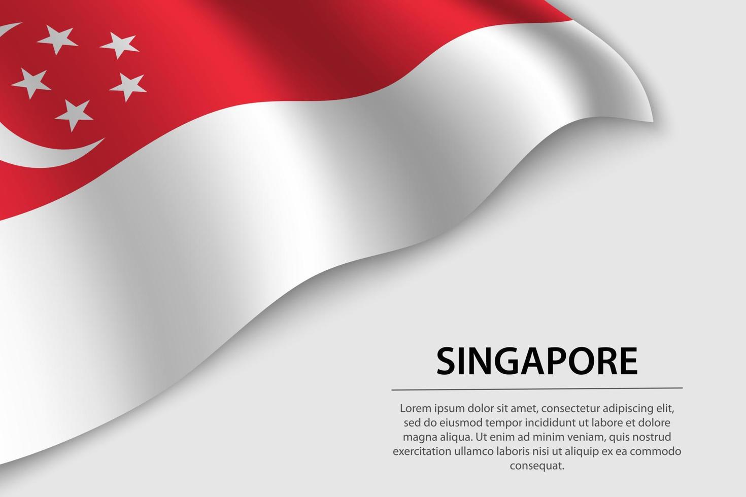 Welle Flagge von Singapur auf Weiß Hintergrund. Banner oder Band vec vektor
