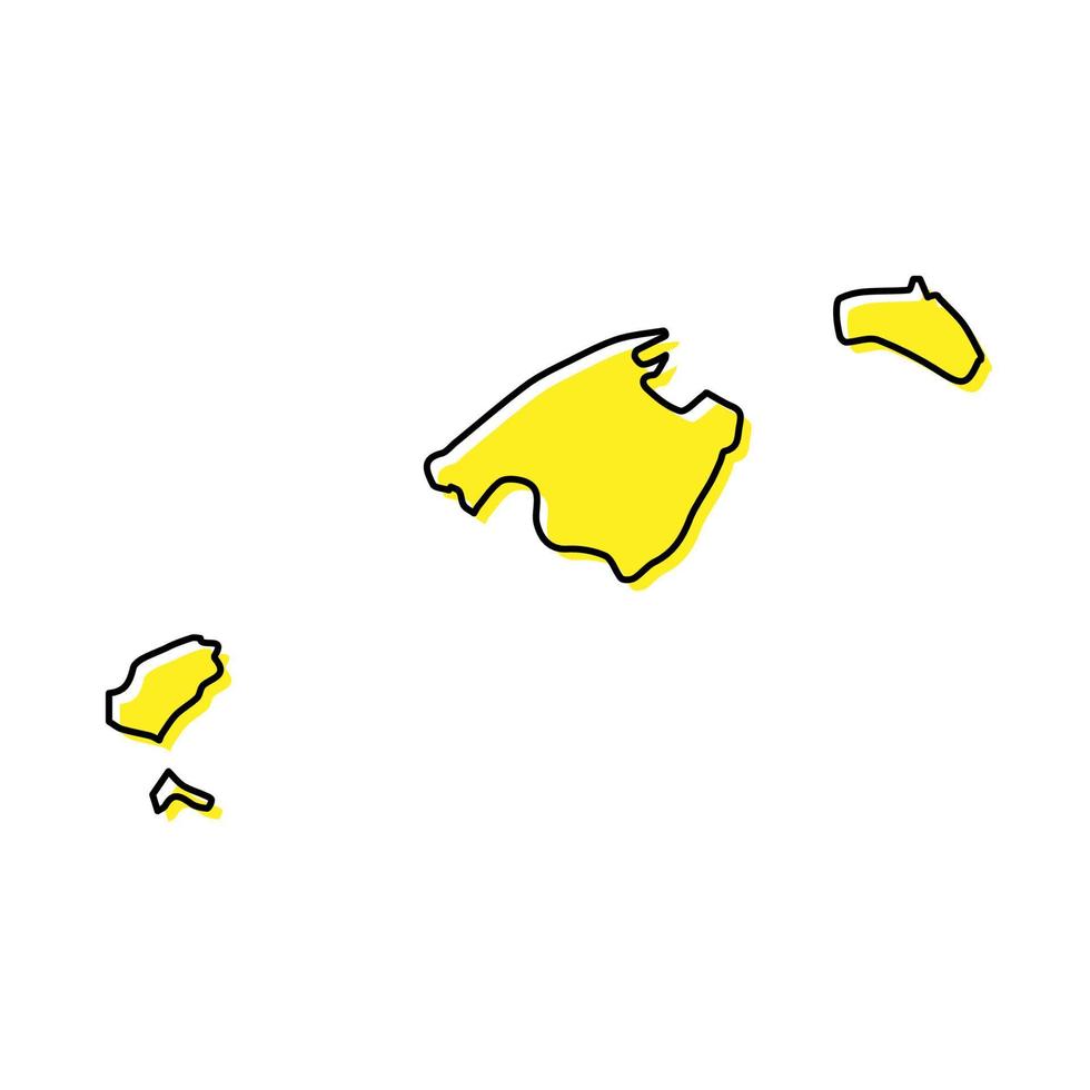 einfach Gliederung Karte von balearisch Inseln ist ein Region von Spanien vektor
