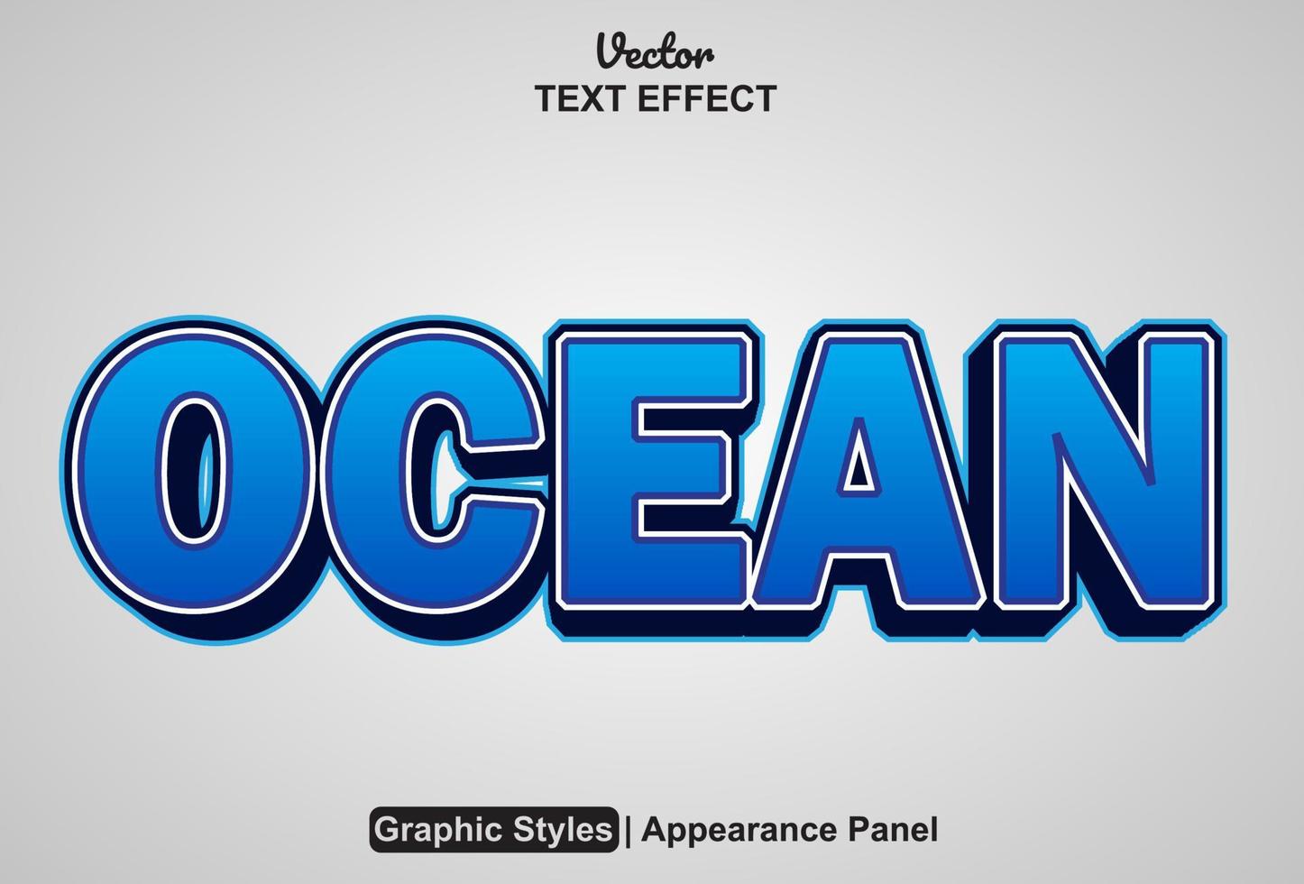 Ozean Text bewirken mit Blau Farbe Grafik Stil editierbar. vektor