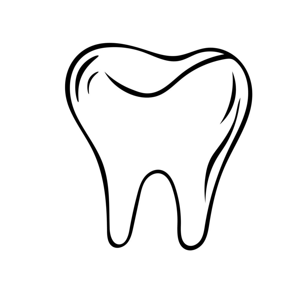 svart och vit vektor illustration av en ritad för hand molar- tand