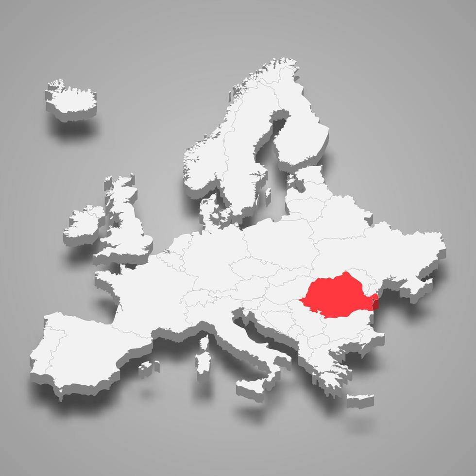 rumänien Land plats inom Europa 3d Karta vektor