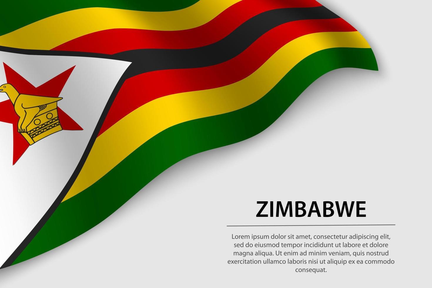 Welle Flagge von Zimbabwe auf Weiß Hintergrund. Banner oder Band vect vektor