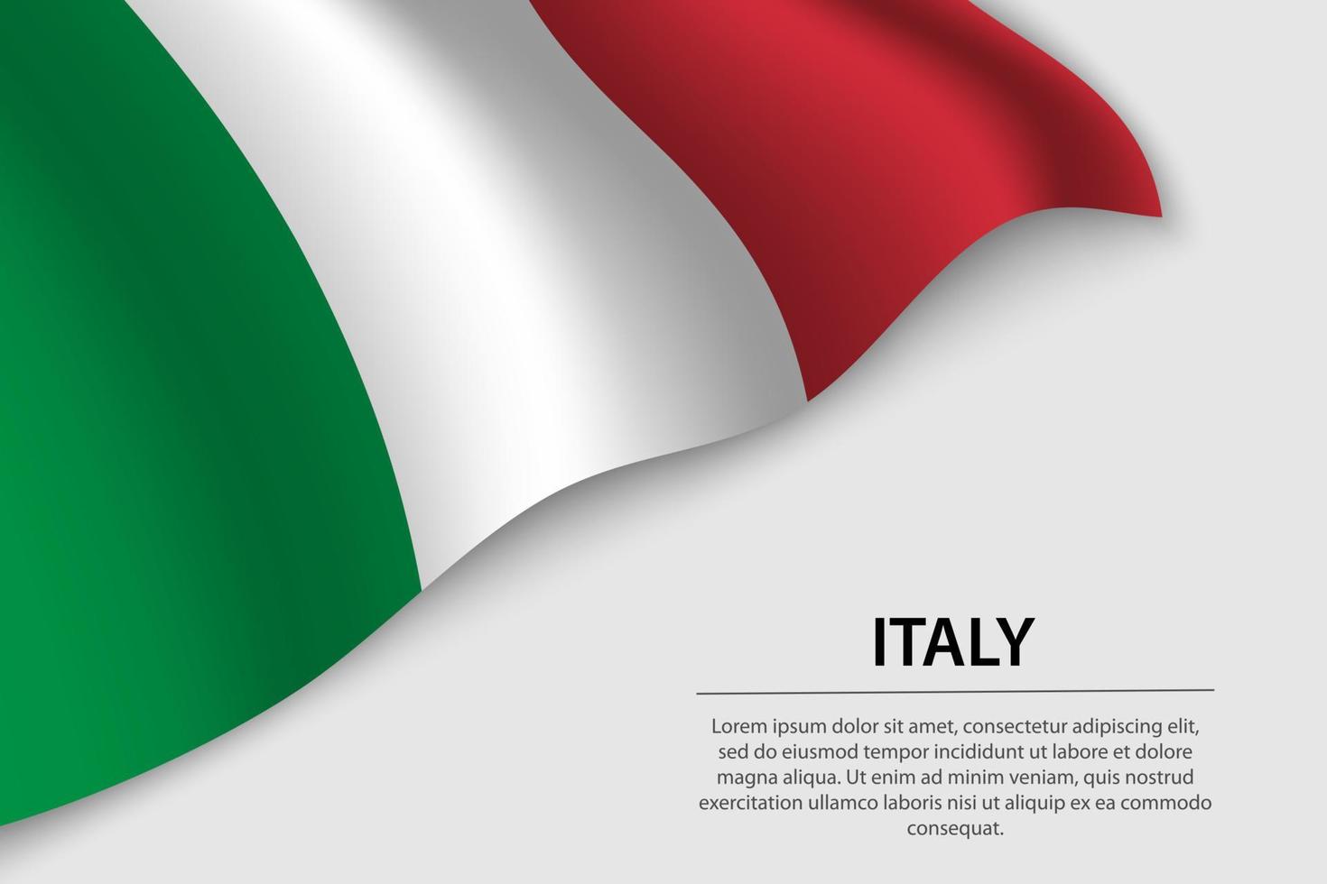 Welle Flagge von Italien auf Weiß Hintergrund. Banner oder Band Vektor