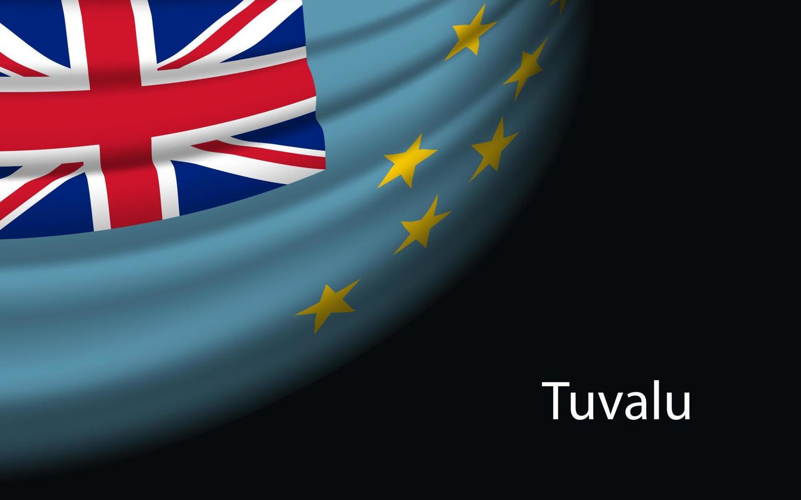 Welle Flagge von Tuvalu auf dunkel Hintergrund. vektor