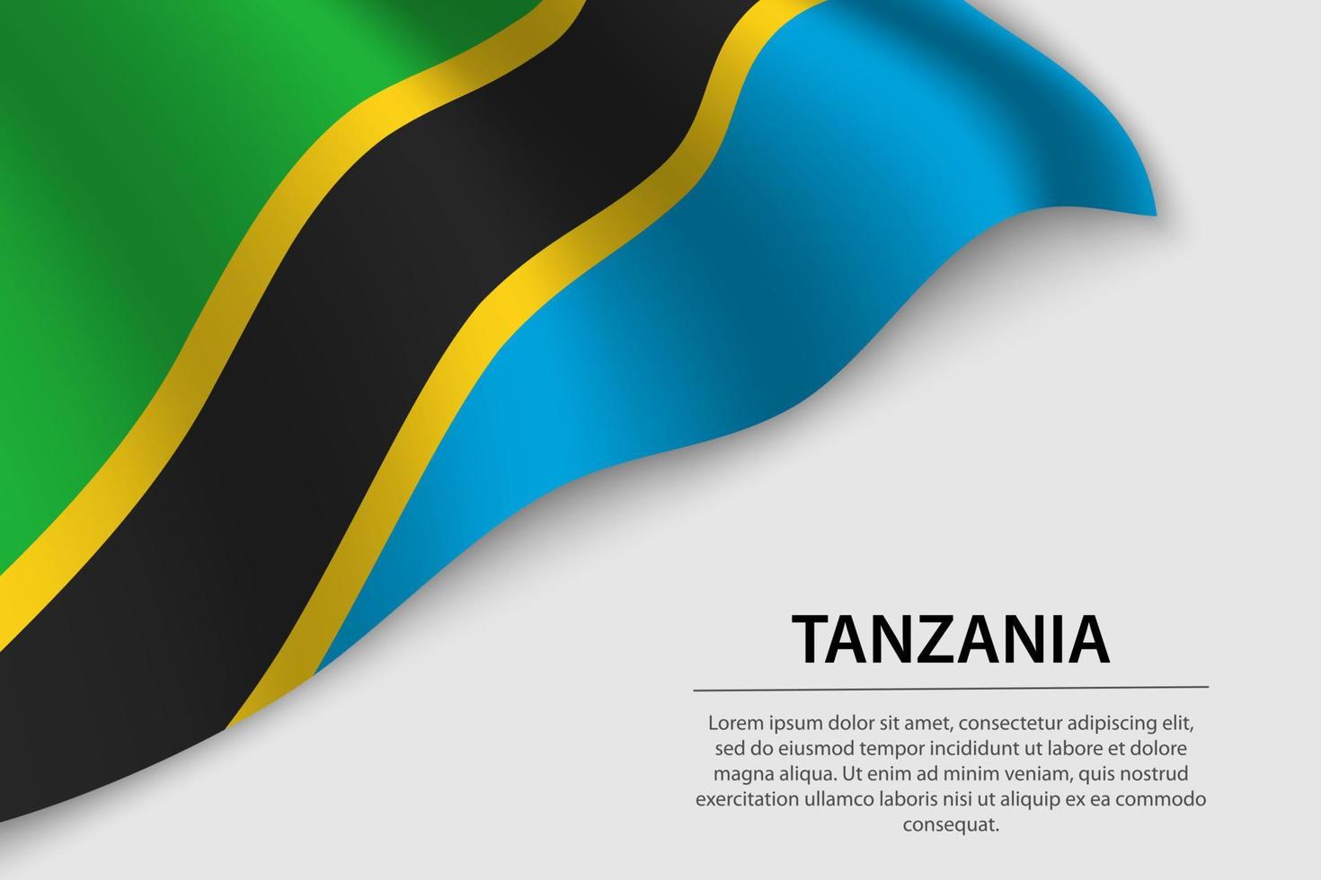 Welle Flagge von Tansania auf Weiß Hintergrund. Banner oder Band vect vektor