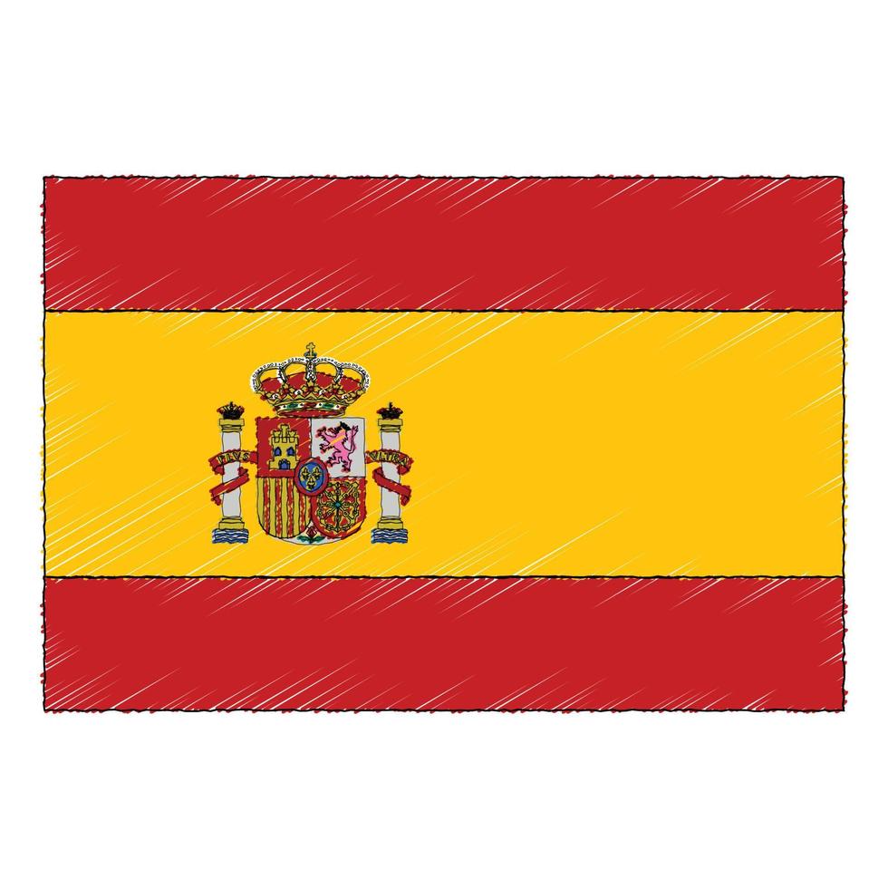 Hand gezeichnet skizzieren Flagge von Spanien. Gekritzel Stil Symbol vektor