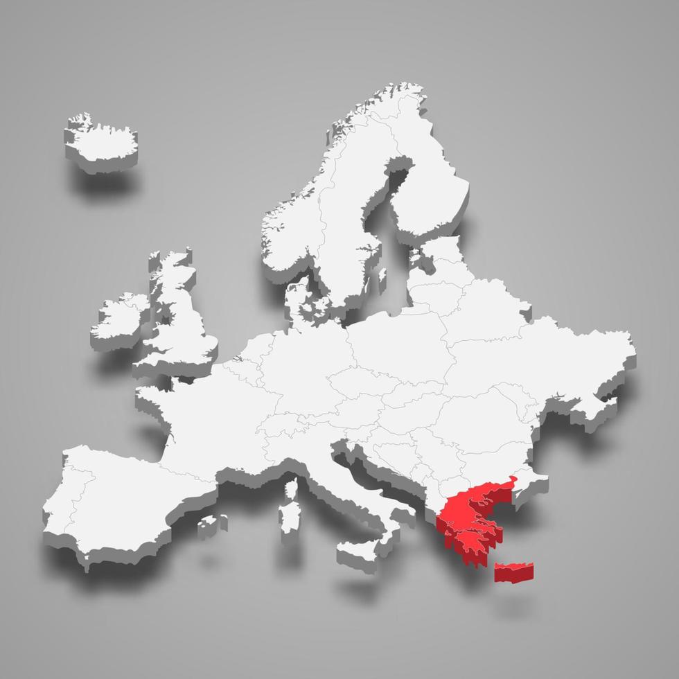 Griechenland Land Ort innerhalb Europa 3d Karte vektor