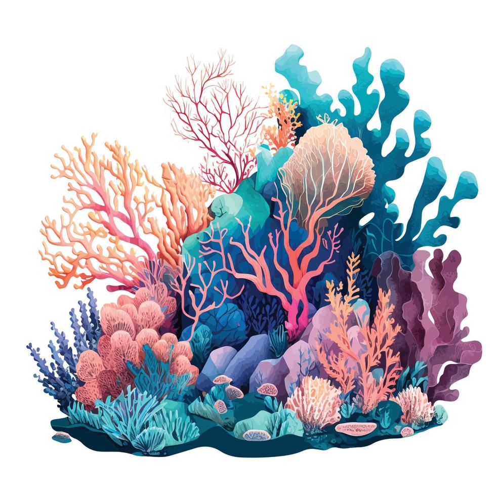 Aquarell Koralle Riff vektor