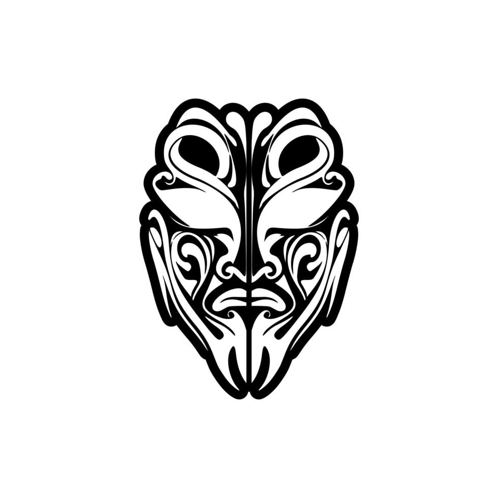 svart och vit vektor tatuering av en polynesisk Gud mask skiss