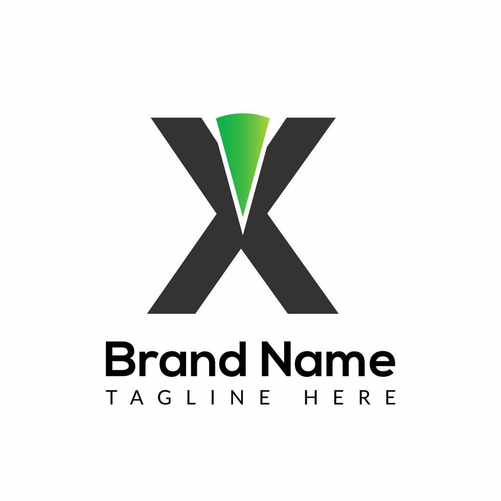 Leistung Taste Vorlage auf x Brief. Leistung Taste Logo Design Konzept vektor
