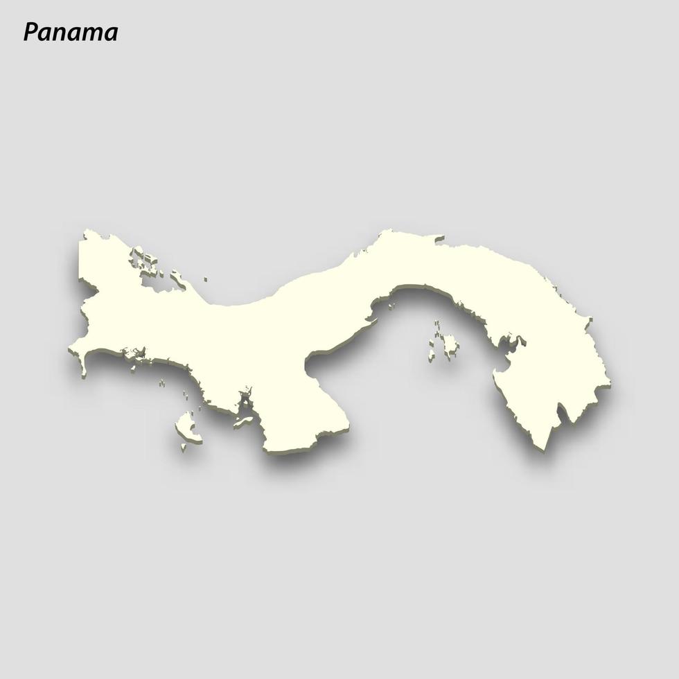 3d isometrisch Karte von Panama isoliert mit Schatten vektor