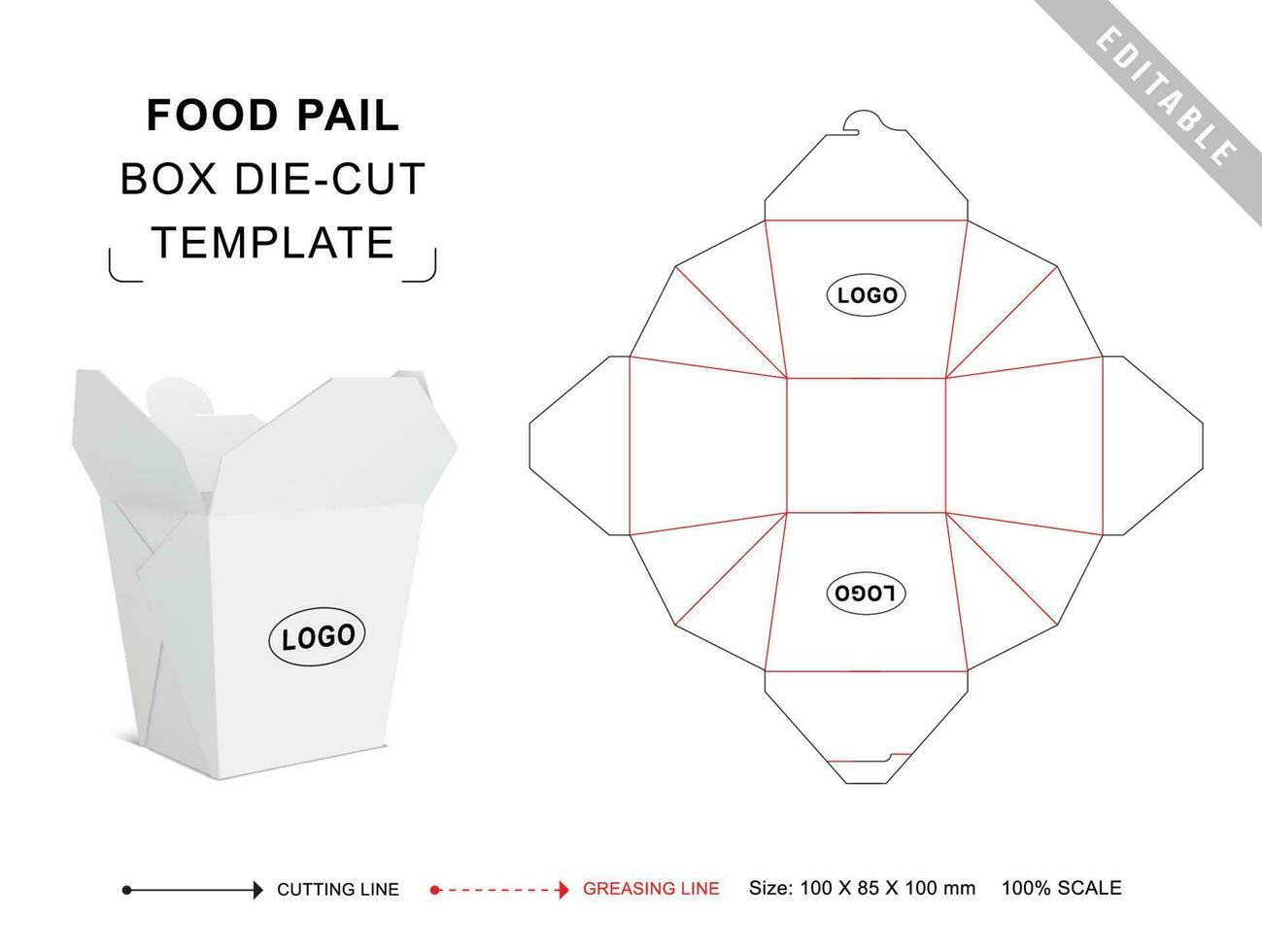 Essen Eimer Box sterben Schnitt Vorlage vektor