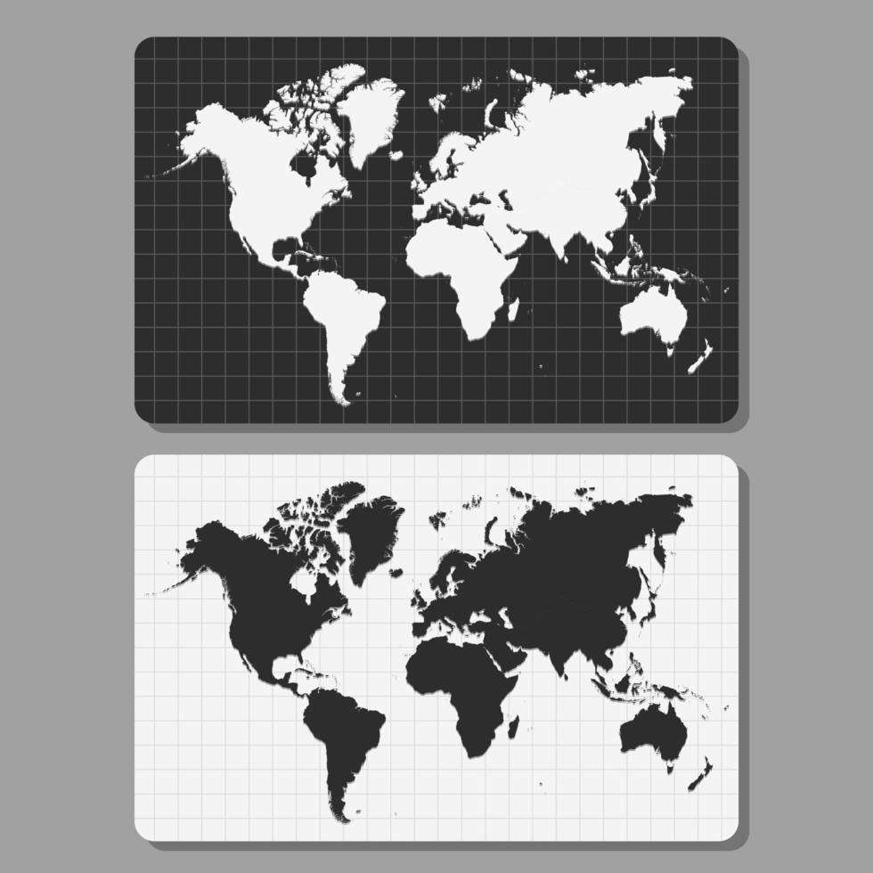schwarz und Weiß Welt Karte Hintergrund Konzept vektor