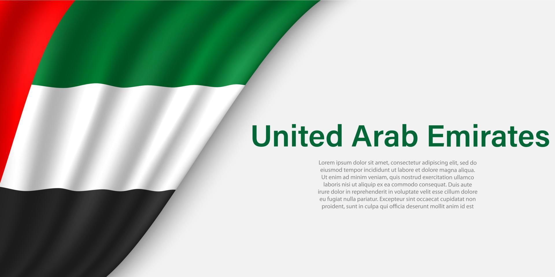 Welle Flagge von vereinigt arabisch Emirate auf Weiß Hintergrund. vektor