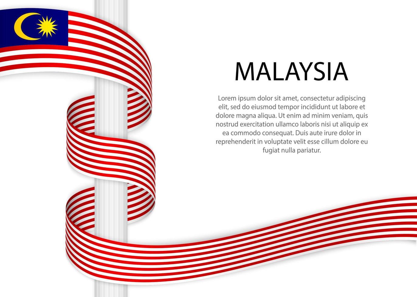 vinka band på Pol med flagga av malaysia. mall för indepe vektor